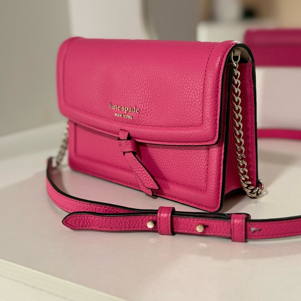 NWOT Kate Spade Knott Pebbled Leather Flap Crossbody - Crushed Watermelon